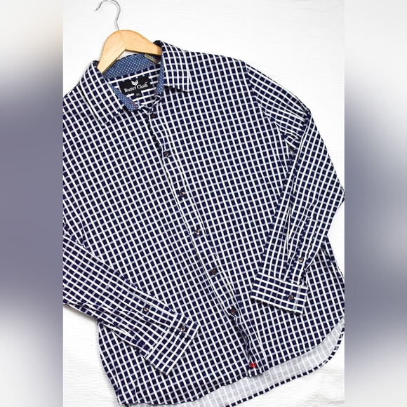 Buttercloth Other - Buttercloth XL Button Down Dress Shirt Long Sleeve Blue White Windowpane Check
